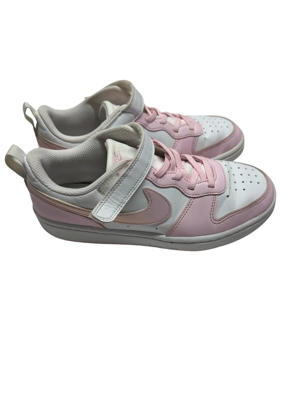 Nike Kids White and Pink Low-Top Sneakers with Velcro Strap
